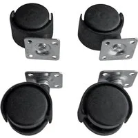 Kinzo Möbelrolle 4x MÖBELROLLEN - Ø 40mm mit Anschraubplatte Schwarz Lenkrollen 65, (4-St), Transportrollen Schwenkrollen Laufrollen Rollen