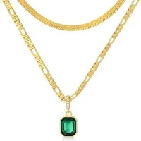 Mesovor Kette und Anhänger Set Goldene Geschichtete Ketten Halsketten mit Kristall Anhänger 18 Karat