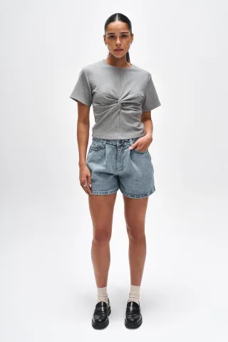 BENU Damen Blau Graue Denim Shorts