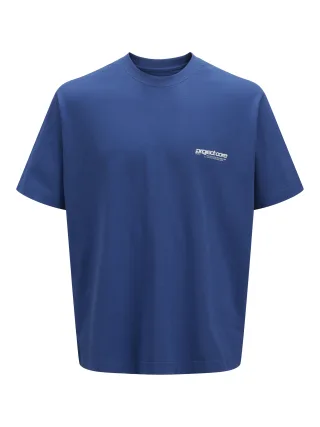 JACK&JONES - JCOUNION BACK PRINT TEE SS CREW NOOS beaucoup blue - Gr. - M