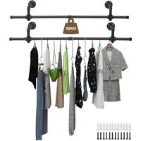 Novzep Kleiderstange 2er-Pack Wandgarderobe,Kleiderständer für die Wand,50 kg Belastbarkeit (2 St), Wandmontierter Kleiderständer,Rohr-Kleiderstange für Flur,Bad,Ankleide