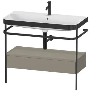 Duravit Happy D.2 Plus c-bonded Set mit Metallkonsole und Schubkasten Stein Grau Seidenmatt 975x490x HP4743O9292