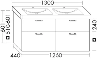 Burgbad Waschtischunterschrank zu Keramik System 30 Preisgruppe 2 Echo 601x1260x440 Kieselgrau WYLE126F6921