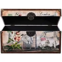 BIRENDY Dekoobjekt Truhe Kiste SJ08551 New York Paris Holztruhe mit Kunstleder bezogen