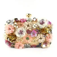 Zaewry Abendtasche Damen-Clutch mit Blumenmuster, Abendhandtasche, Schultertasche, mit Kettenriemen