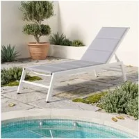 Outsunny Gartenliege mit 6-fach Verstellbar Rückenlehne, Aluminiumrahmen, Liegestuhl, 1 St., Sonnenliege, für Garten Terrasse Pool Hellgrau