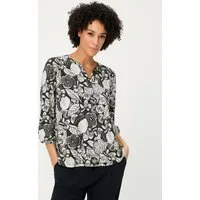 Olsen Tunikashirt Shirt mit Allover-Dessin und Tunika-Ausschnitt
