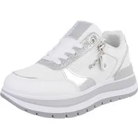 Ital-Design Moderne Sneakers für Damen mit gepolsterter Sohle und Zipper Sneaker (91154419) Keilabsatz/Wedge Sneakers Low in Weiß