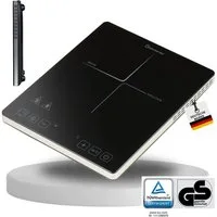 Sommertal Einzel-Induktionskochplatte Sommertal Induktionskochfeld 1 Platte 2000W Tragbar Super-Slim Design, mit 4h Timer, Touch, Kindersicherung, Profi Induktionskochplatte