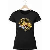 Banco T-Shirt Damen Chic Girl Print Baumwolle Rundhals Casual Style Damen Oberteil Chic Girl Print Baumwolle Rundhals Casual Stylelook