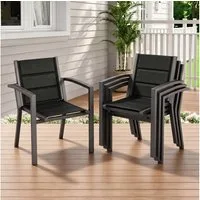 HOMALL Gartenstuhl Stapelbare Aluminiumstühle Outdoor Stühle 2/4/6er Set, Bis 160kg (Gewicht ca. 3,5 kg, erhältlich in drei Farben, geeignet für Camping, Pool, Grillszenarien (ohne Tisch), 4 St)