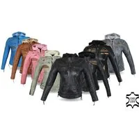Alpha Speeds Motorradjacke - /Freizeit Damen Lammlederjacke Bikerjacke Highway 11 (mit einer abnehmbaren Kapuze) aus weichem Lammleder, inklusive einsetzbarer Protektoren