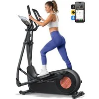 MERACH Crosstrainer Heimtrainer, Leises Hometrainer Fahrrad (mit Einstellbarem 8 Magnetische Widerstandsstufen, mit Verbessertem LCD-Monitor, Eigener App), mit 2 Wasserbecherhalter, 180kg Belastbar