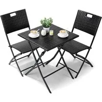 TLGREEN Balkonset 3-teiliges Rattan Gartenmöbel Set, (Hochwertiges PE-Rattan + Verstärkter Metallrahmen, Wetterfest & Pflegeleicht), Gartenmöbel Set Ideal für Garten, Terrasse, Balkon & Café