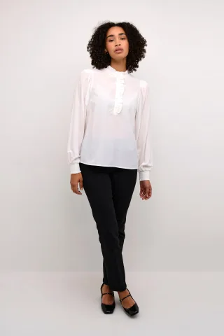 Langarm-Bluse Regular fit Chalk white