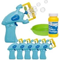 alldoro Seifenblasenpistole 6er Set Seifenblasenpistolen für Kinder, mit Propeller und Flüssigkeit, blaues Seifenblasen-Spielzeug für Gruppen und ideal als Mitgebsel