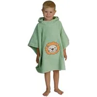 Wörner Badeponcho Löwe helloliv Poncho, Baumwolle, Kapuze, maschinenwaschbar, trocknergeeignet