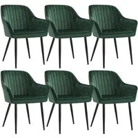 SONGMICS Esszimmerstuhl Küchenstuhl aus Samt, Polsterstuhl mit Armlehnen, Loungesessel (6 St), 6er Set, Metallbeine, bis 120 kg belastbar