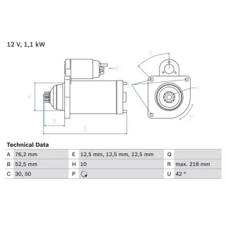 Bosch Anlasser 1,1 kW Audi Seat Skoda VW 0986020240