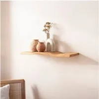 FINEBUY Wandregal FB74747 Wandregal Akazie Massivholz 40cm in moderner Wellenform, Elegantes Regalbrett mit geschwungener Form, Handgefertigt aus Akazienholz
