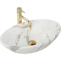 wohnwerk.idee Aufsatzwaschbecken Waschbecken Marmor Optik 53x33cm Pamela Aiax Luxus Design