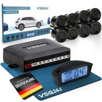 VSG24 Premium Kombi-Einparkhilfe ECHO PLUS Display Parkhilfe zum nachrüsten Rückfahrkamera (Rückfahrwarner mit Display & 8 Sensoren Stecksystem Nachrüstsatz PDC)