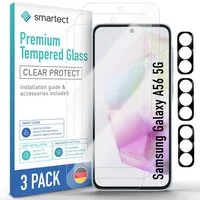 smartect Displayschutzglas Schutzglas Panzerfolie Klar für Galaxy A56 5G, Set, 3 Stück, (Display + Kamera) Schutzfolie Glasschutz
