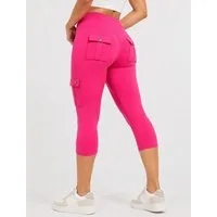 FemmeTone Caprileggings High Waist Sport-Leggings Damen – Yoga & Workout Stretch-Leggings Cargo-Capri-Leggings mit Handy-Taschen – 3/4 Sport Tights