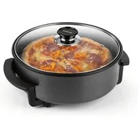 GOURMETmaxx Elektrische Pizzapfanne GOURMETmaxx elektrische Pizza-Pfanne mit Thermostat Glasdeckel ⌀ 30 cm