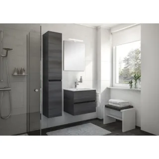 Artiqua Serie 827 Badmöbel-Set mit Spiegelschrank 80 cm BLOCK-827-81-1C Waschtisch mit Unterschrank, castello eiche