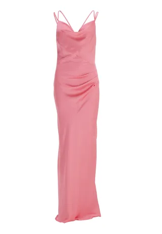 SWING - Slip-Dress aus nachhaltigem Satinchiffon melon pink - Gr. - 36