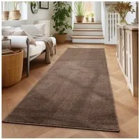 Carpettex Veloursteppich Unicolor - Einfarbig, Läufer, Höhe: 11 mm, Einfarbig Kurzflor Teppich Wohnzimmer verschiedene farben und größen