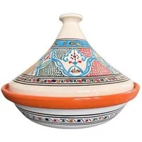 The Twinning Company Schmortopf Tajine gemustert türkis, schlanker Deckel - 25cm, Ton