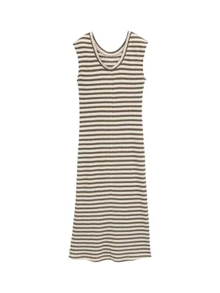 Denim Tom Tailor - Midi-Kleid mit Streifenmuster olive white stripe - Gr. - XS