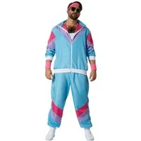 dressforfun Kostüm Retro-Trainingsanzug/80er-/90er-Jahre-Jogginganzug, in bunt, Gr. XXL, Jacke und Hose in auffälligen Farben, Mit Stirnband, Halskette