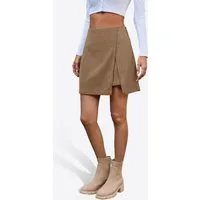 Imily Bela Cordrock Damen Minirock High-Waist seitlicher Schlitz A-förmig figurbetonend (Packung, 1-tlg., 1per-Pack) in Unifarbe Reißverschluss