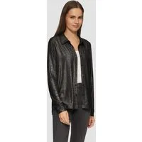 s.Oliver Langarmbluse T-Shirt Hemdbluse mit Knopfleiste und Metallic-Effekt