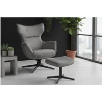 riess-ambiente Ohrensessel VOGUE grau / schwarz - Samt, Metallbeine, mit Armlehnen, 360° drehbar (Einzelartikel, 1-St), gepolsterter Lesesessel - ideal für Wohnzimmer, Homeoffice & Leseecke