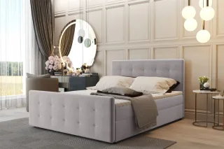 Boxspringbett Schlafzimmerbett CARLOS 180x220cm Stoff Soro Altweiss inkl.Bett...