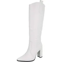 Ital-Design Damen Elegant High-Heel-Stiefel (91154714) Blockabsatz Stiefel in Creme