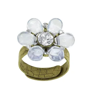 konplott - Ring - Daisy Love weiß/gold