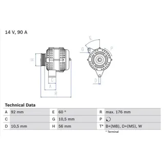 Bosch Lichtmaschine 90A Daewoo Mercedes Ssangyong