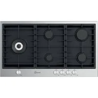 GURARI Gas-Kochfeld TY905VPGC 90 cm, Edelstahl- Schwarz Emaliert, 4,0 kW WOK, 5 Gasbrenner,Erdgas, FL.Gas