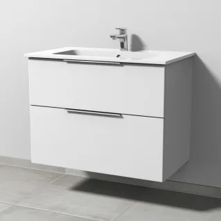 Sanipa 3way Waschtischunterbau zu Duravit ME by Starck Waschtisch mit 2 Auszügen, Weiß-Soft UM72543