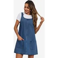 Imily Bela Jeanskleid Ärmellose Kleid mit Rundhals (Packung, 1-tlg., 1per-Pack) mit Eingrifftaschen