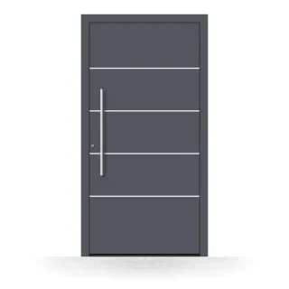 Haustür Aluminium modern, Anthrazit RAL 7016, 70x170 cm, Schüco-Profil, Modell Frankfurt, individuell konfigurieren