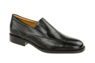 Geox U3257Q Herren Slipper Schwarz Echtleder Glattleder Gummisohle 2cm Absatz
