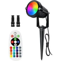 Rosnek LED Gartenleuchte RGB, 16 Farben, Fernbedienung, dimmbar, Erdspieß, LED fest integriert, Warmweiß Outdoor Spotlight für Garten, Terrasse, Wege