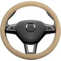 HEYNER Lenkradbezug Lenkradhülle Auto beige 37-39 cm elegant Lenkradschoner weich Leder, (1-tlg)