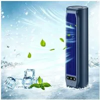 MOPUEA Turmventilator Tischventilator Turmventilator Naturwind 3 Stufen Kabellos Kompakt, Stehend liegend 3 Stufen USB-C Akku rutschfester Stand